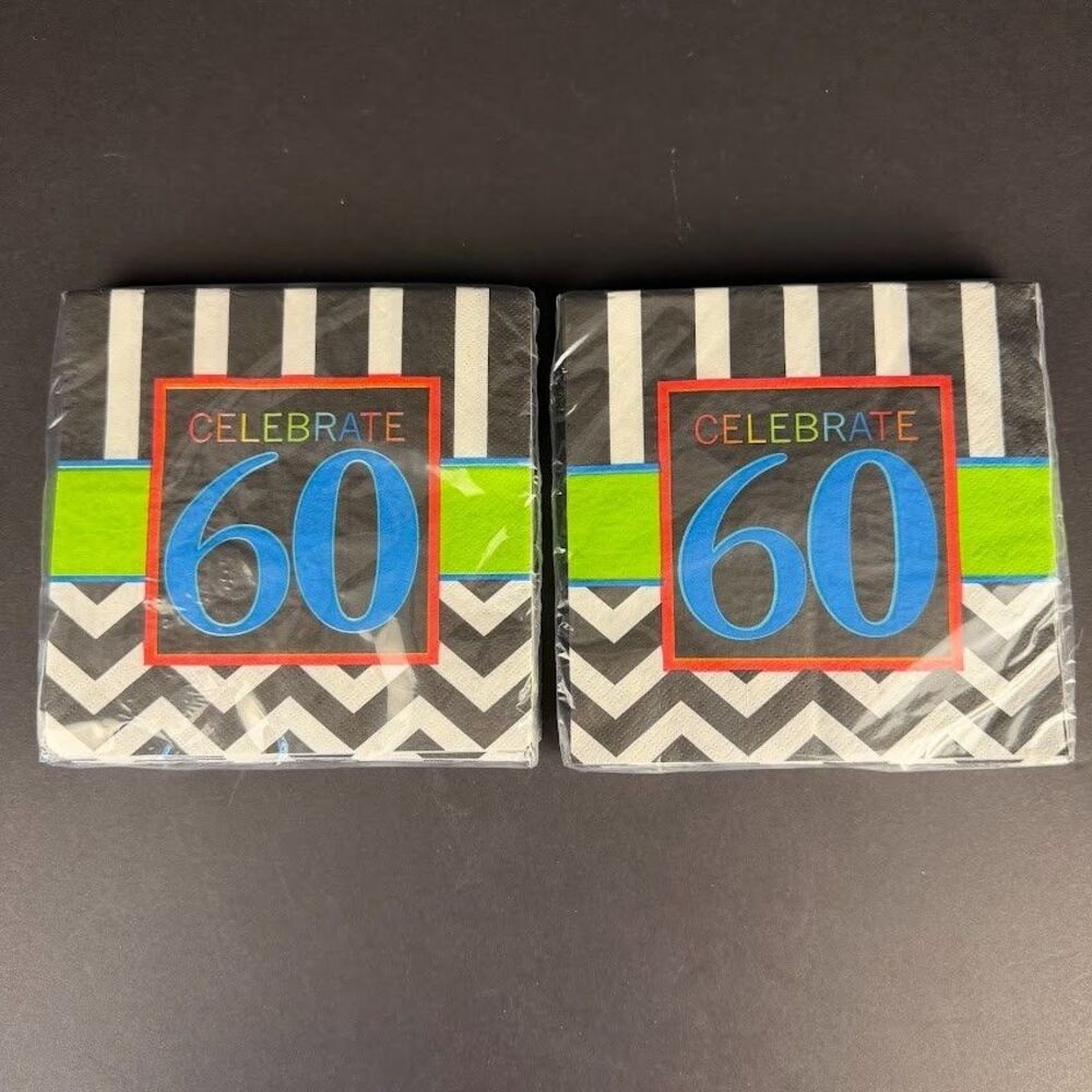 "Celebrate 60" Birthday or Anniversary 2-ply Luncheon Napkins, 32 Napkins